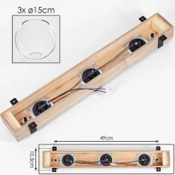 Plafonnier Verre 15Cm Montgomery Ecru, Noir, 3 Lumieres