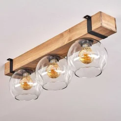 Plafonnier Verre 15Cm Montgomery Ecru, Noir, 3 Lumieres