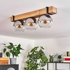 Plafonnier Verre 15Cm Montgomery Ecru, Noir, 3 Lumieres