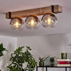 Plafonnier Verre 15Cm Montgomery Ecru, Noir, 3 Lumieres