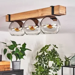 Plafonnier Verre 15Cm Montgomery Ecru, Noir, 3 Lumieres