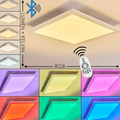 Plafonnier Voisines Led Blanc, 1 Lumiere, Telecommandes, Changeur De Couleurs