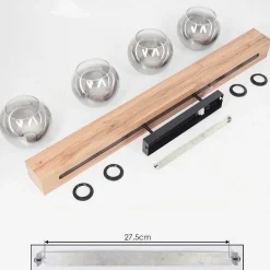 Plafonnier Vouhet Brun, Couleur Bois, Noir, 4 Lumieres