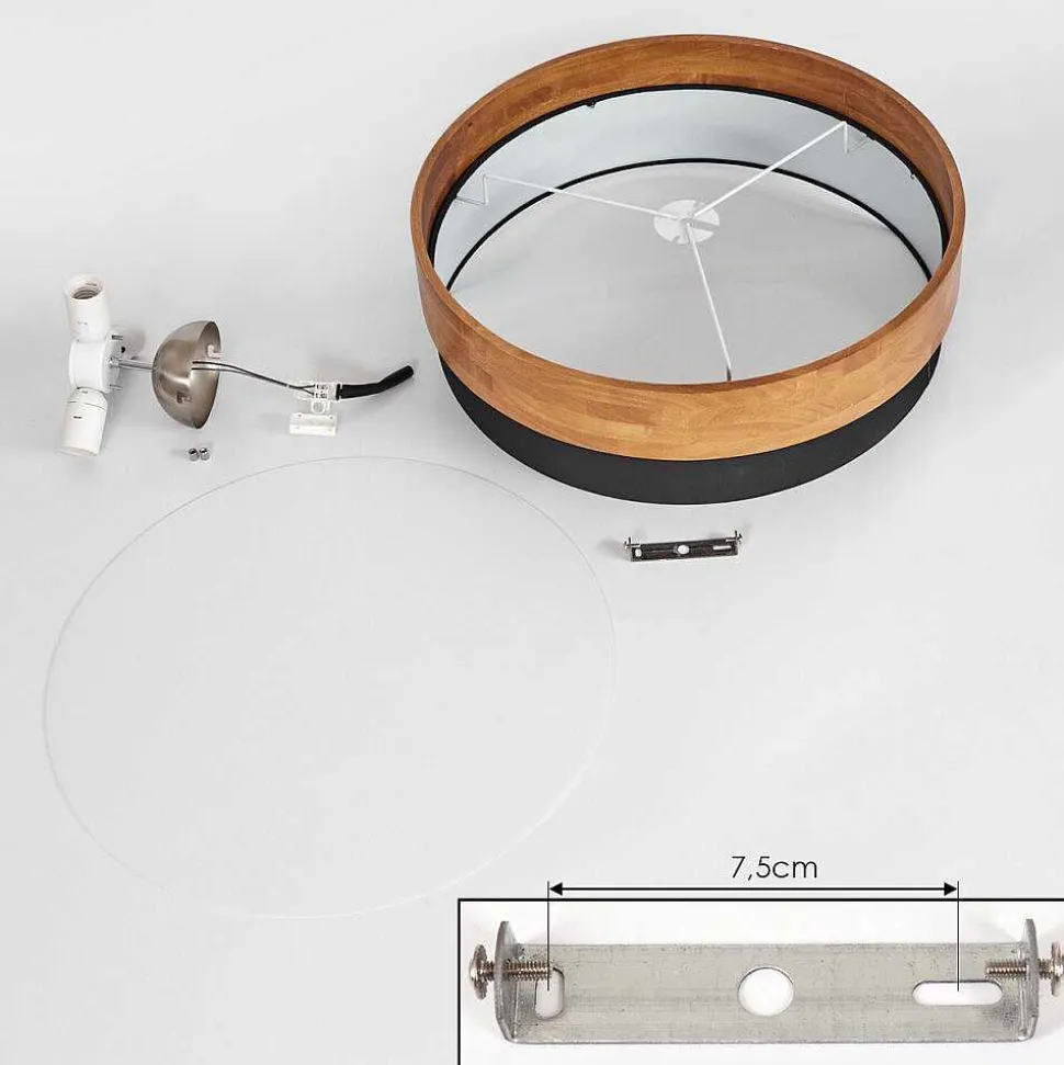 Plafonnier Vrolle Bois Clair, Nickel Mat, 3 Lumieres