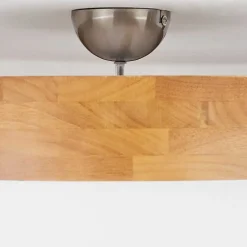 Plafonnier Vrolle Bois Clair, Nickel Mat, 3 Lumieres