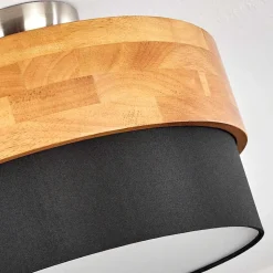 Plafonnier Vrolle Bois Clair, Nickel Mat, 2 Lumieres