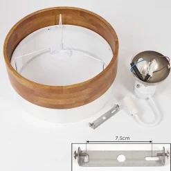 Plafonnier Vrolle Bois Clair, Nickel Mat, 2 Lumieres