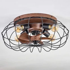 Plafonnier Wemude Brun, Noir, 4 Lumieres, Telecommandes