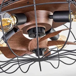 Plafonnier Wemude Brun, Noir, 4 Lumieres, Telecommandes