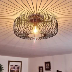 Plafonnier Wemude Noir Dore, 1 Lumiere