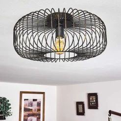 Plafonnier Wemude Noir Dore, 1 Lumiere