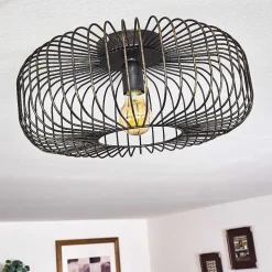 Plafonnier Wemude Noir Dore, 1 Lumiere