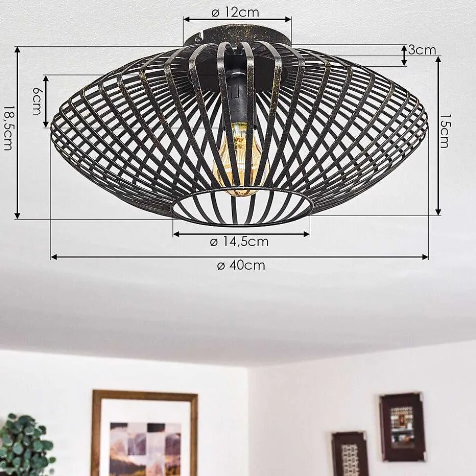 Plafonnier Wemude Noir Dore, 1 Lumiere