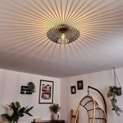 Plafonnier Wemude Noir Dore, 1 Lumiere