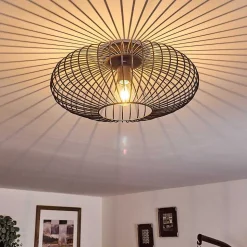 Plafonnier Wemude Noir Dore, 1 Lumiere