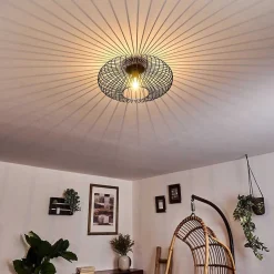 Plafonnier Wemude Noir Dore, 1 Lumiere