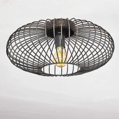 Plafonnier Wemude Noir Dore, 1 Lumiere