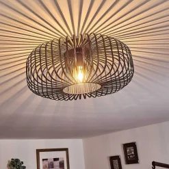 Plafonnier Wemude Noir Dore, 1 Lumiere