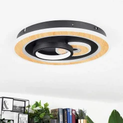 Plafonnier Xamontarupt Led Brun, Couleur Bois, Noir, 1 Lumiere, Telecommandes