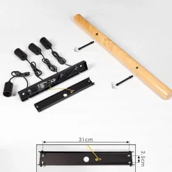 Plafonnier Yaak Bois Clair, Noir, 4 Lumieres