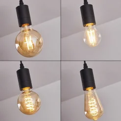 Plafonnier Yaak Bois Clair, Noir, 4 Lumieres