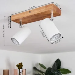 Plafonnier Zuoz Bois Clair, 2 Lumieres