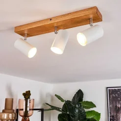 Plafonnier Zuoz Bois Clair, 3 Lumieres