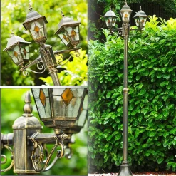 Reverbere Antibes Brun Dore, 3 Lumieres