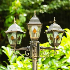 Reverbere Antibes Brun Dore, 3 Lumieres