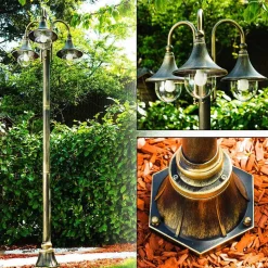 Reverbere Elgin Brun Dore, 3 Lumieres