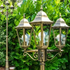 Reverbere Hong Kong Bronze Transparent, 3 Lumieres