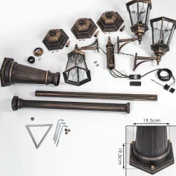 Reverbere Hongkong Or, Laiton, Transparent, 3 Lumieres