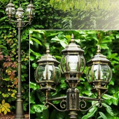 Reverbere Kobe Brun Dore, 3 Lumieres