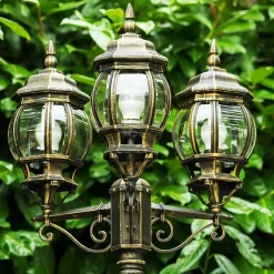 Reverbere Kobe Brun Dore, 3 Lumieres