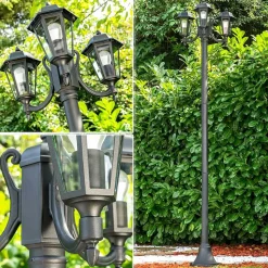 Reverbere Natal Noir, 3 Lumieres