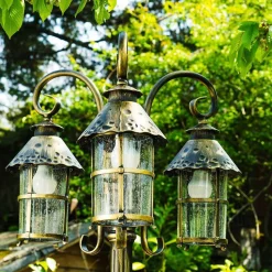 Reverbere Tolep Noir Dore, 3 Lumieres