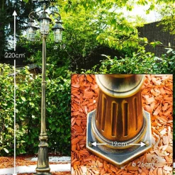 Reverbere Tolep Noir Dore, 3 Lumieres