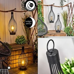 Set De Lampe De Table Solaire Quillagua Led Noir, 1 Lumiere