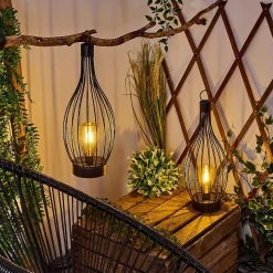 Set De Lampe De Table Solaire Quillagua Led Noir, 1 Lumiere