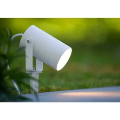 Spot De Jardin Lucide Taylor Blanc, 1 Lumiere, Detecteur De Mouvement