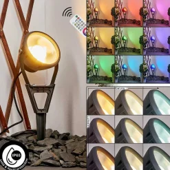 Spot De Jardin Phniet Led Noir, 1 Lumiere, Telecommandes, Changeur De Couleurs