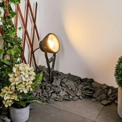 Spot De Jardin Phniet Led Noir, 1 Lumiere, Telecommandes, Changeur De Couleurs