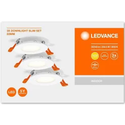 Spot Encastrable Ledvance Downlight Slim Blanc, 3 Lumieres