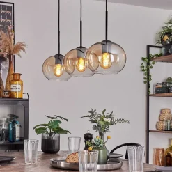 Suspension - Verre Apedo Ambre, Clair, 3 Lumieres