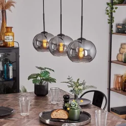 Suspension - Verre Apedo Fume, 3 Lumieres