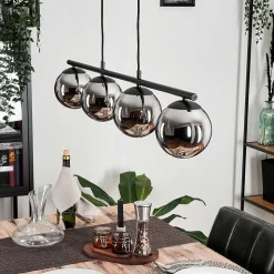 Suspension - Verre Gastor Chrome, Fume, 4 Lumieres