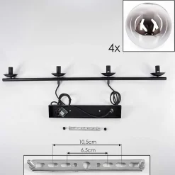 Suspension - Verre Gastor Chrome, Clair, Fume, 4 Lumieres