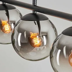 Suspension - Verre Gastor Chrome, Clair, Fume, 4 Lumieres