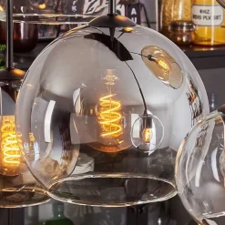 Suspension - Verre Koyoto Ambre, Clair, Fume, 8 Lumieres