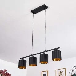 Suspension Alsen Noir, 4 Lumieres